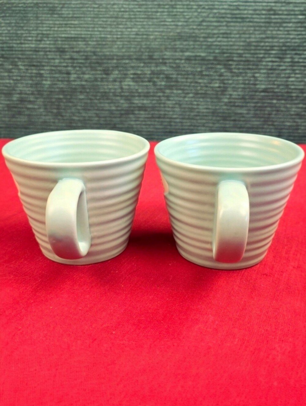 Starbucks 2007 Mocha Mugs 9 oz Ribbed Teal Ceramic Set Of 2 - Picture 9 of 12